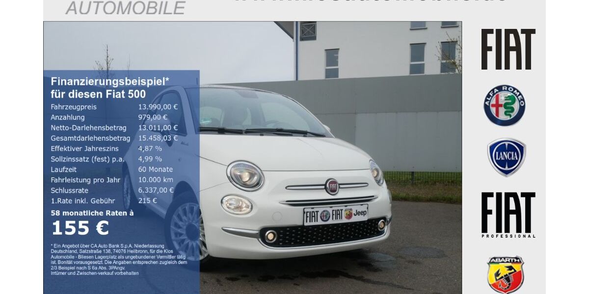 Fiat 500 10.162 km 13.990 &euro; Marpingen 66646