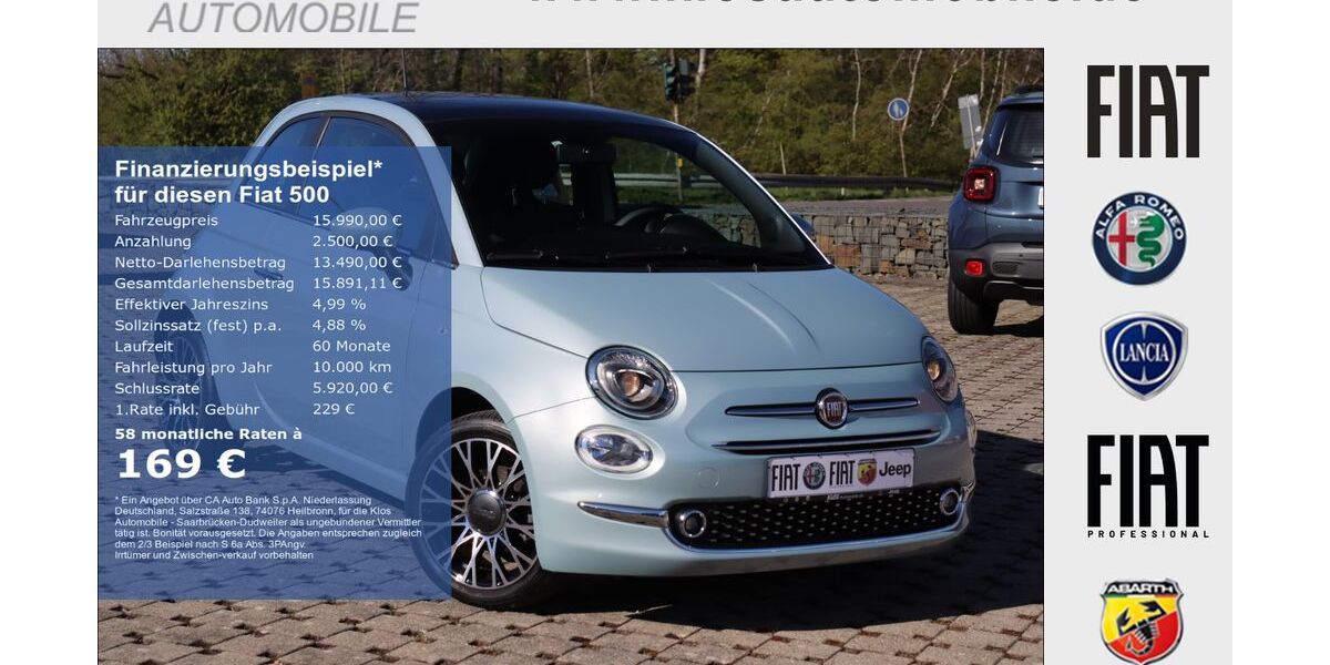 Fiat 500 21.900 km 15.990 &euro; Saarbrücken - Dudweiler 66125