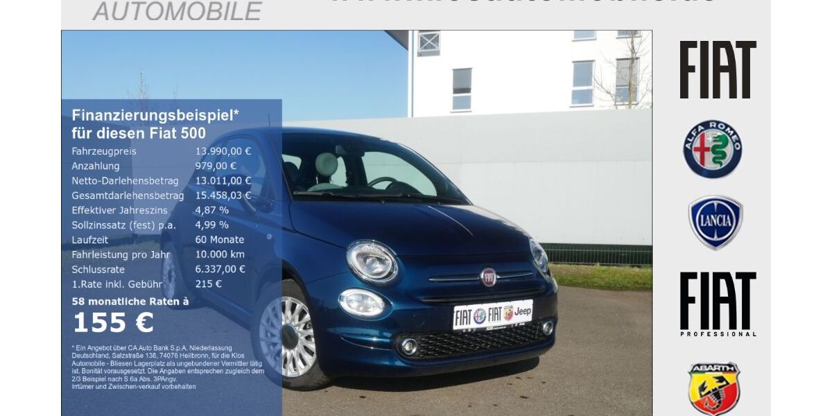 Fiat 500 27.199 km 13.990 &euro; Marpingen 66646